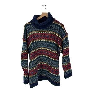 Vintage Liz Wear Chunky Knit Turtleneck Pullover Sweater Multicolor Size L